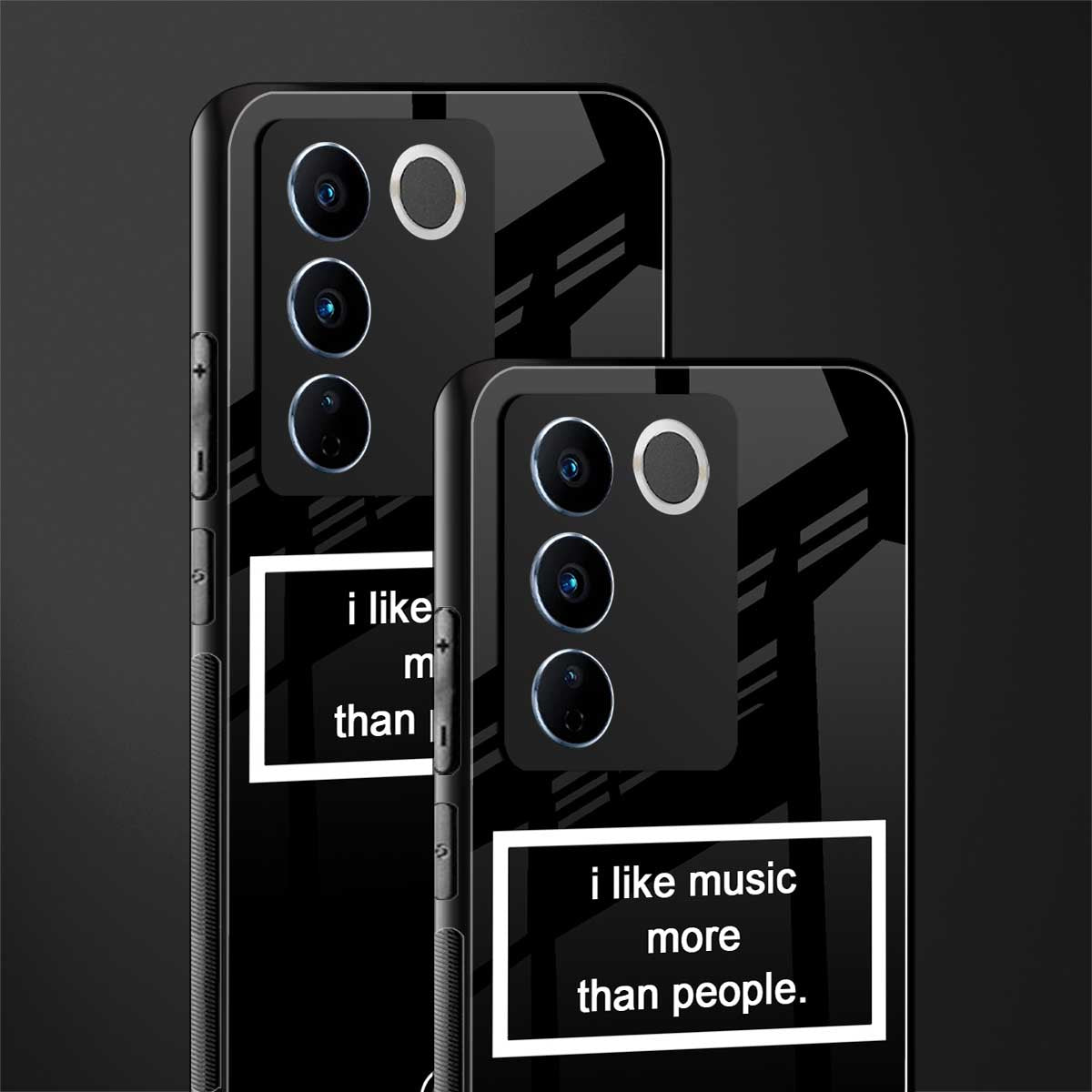 music over people black edition back phone cover | glass case for vivo v27 pro 5g