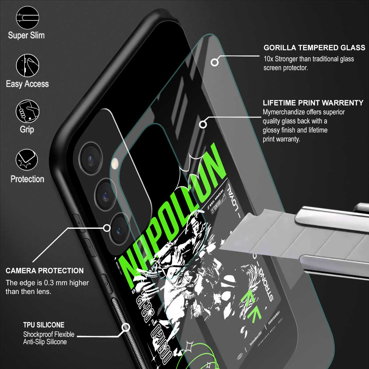 napoleon back phone cover | glass case for samsung galaxy s23 fe 5g