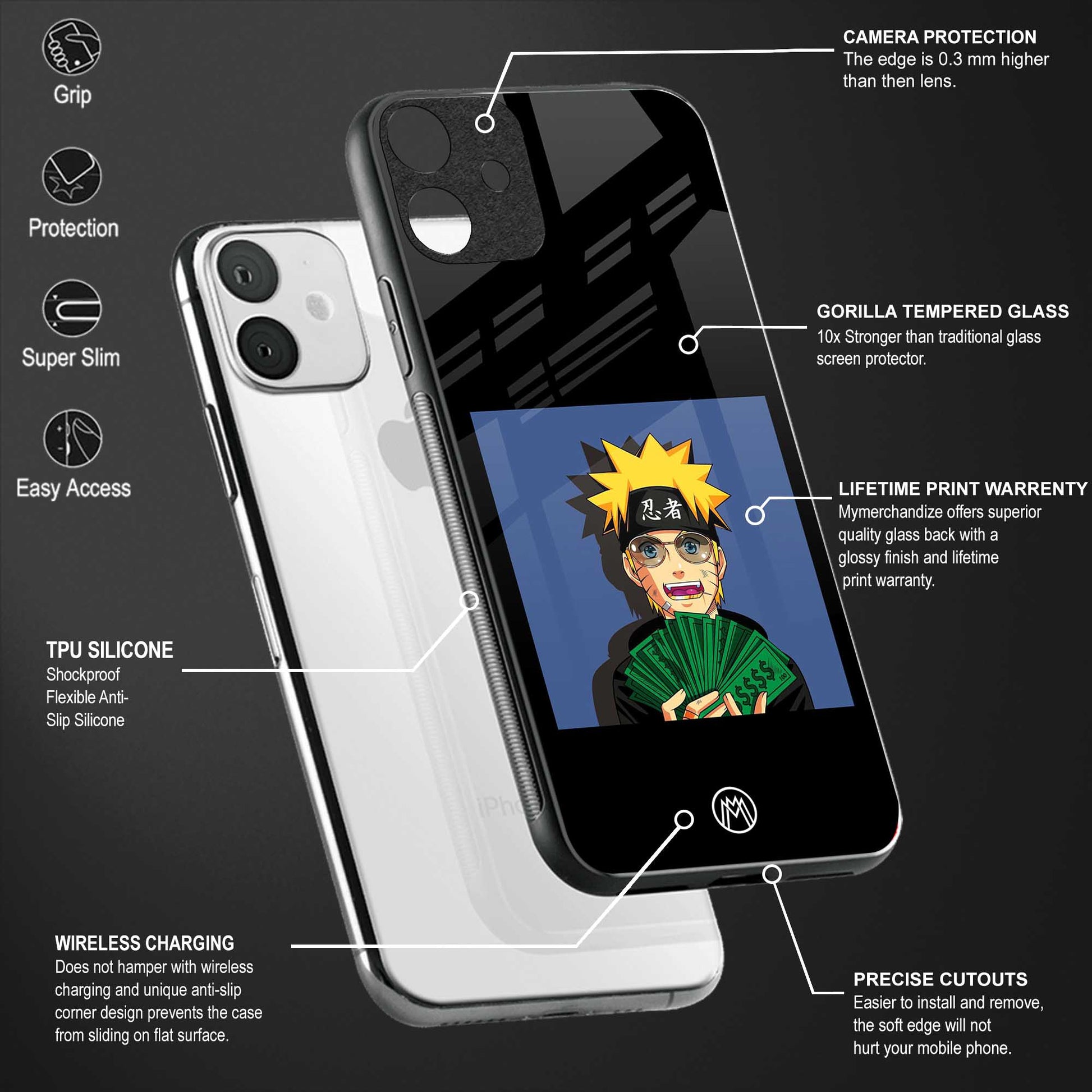 naruto hypebeast back phone cover | glass case for realme 11 pro 5g