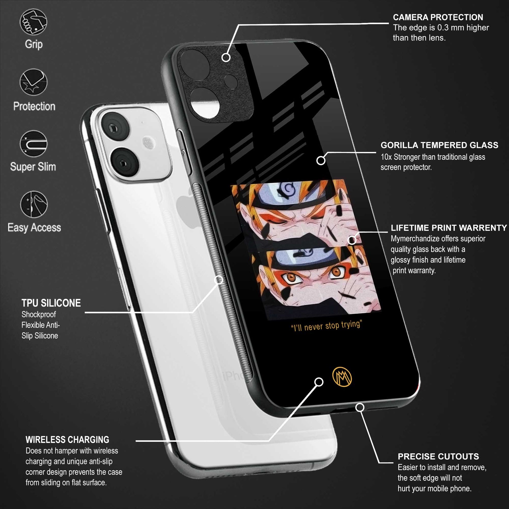 naruto motivation anime glass case for redmi note 9 pro image-4