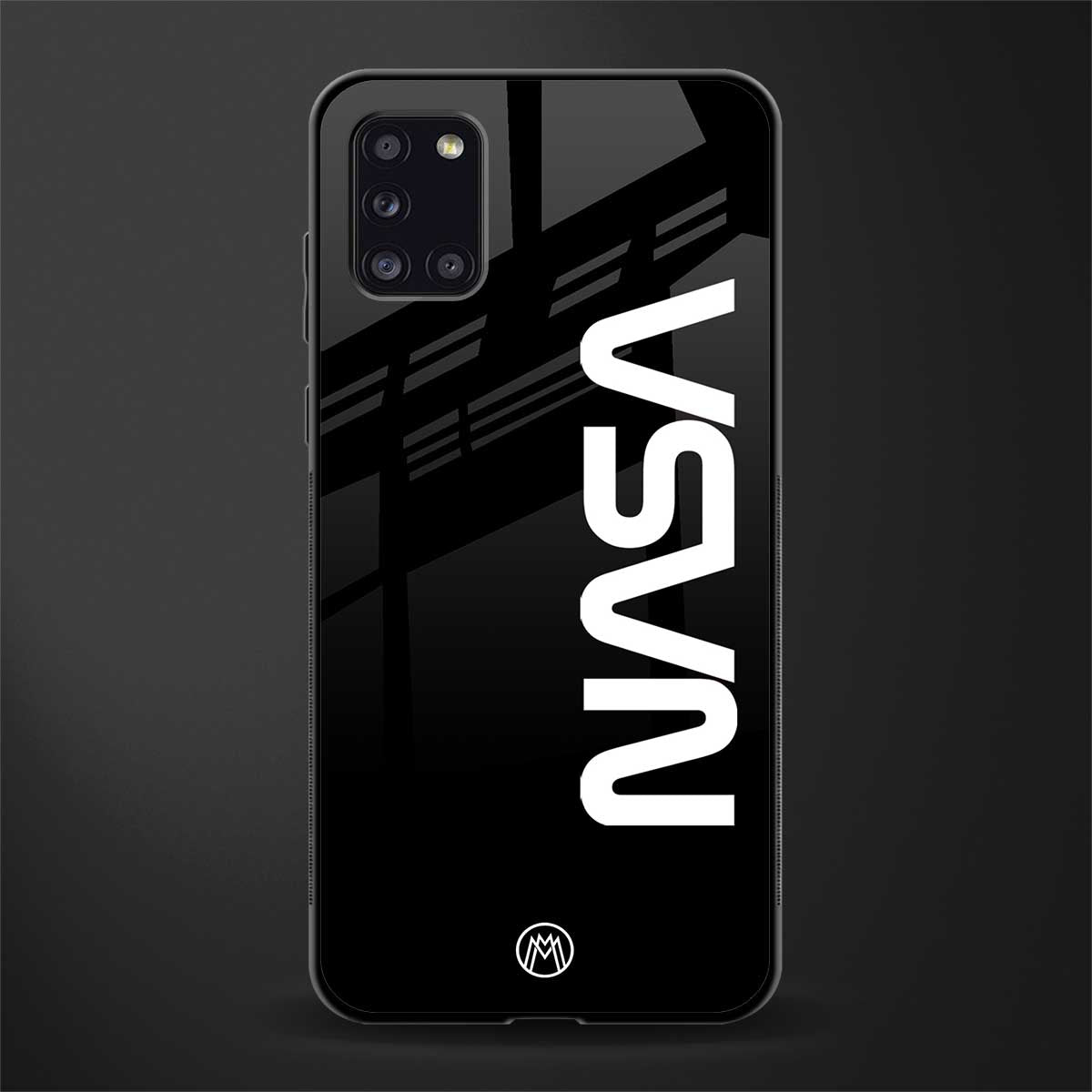 nasa black glass case for samsung galaxy a31 image