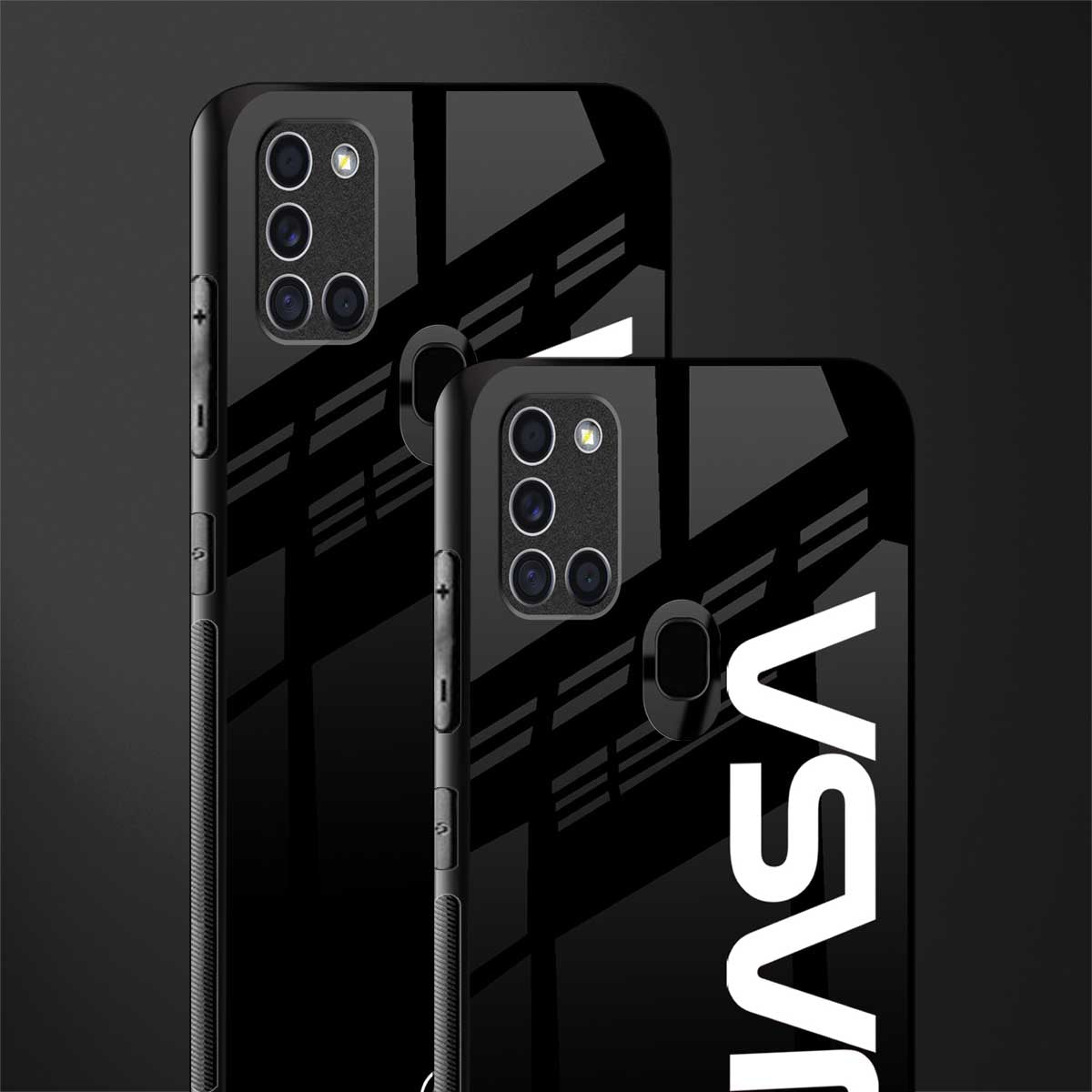 nasa black glass case for samsung galaxy a21s image-2