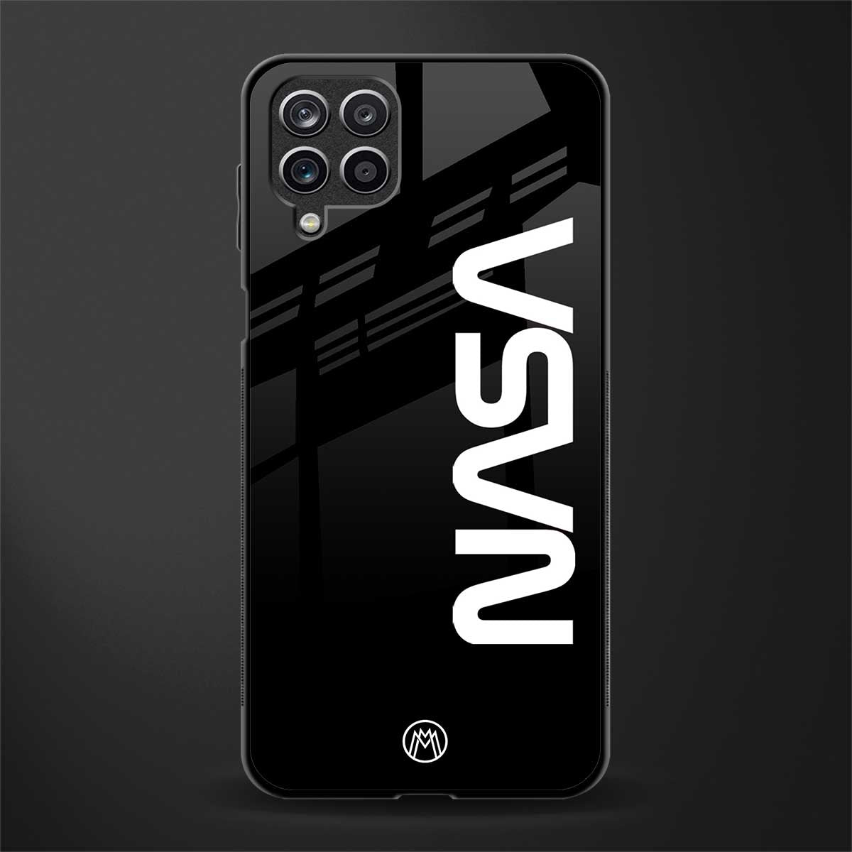 nasa black glass case for samsung galaxy a12 image