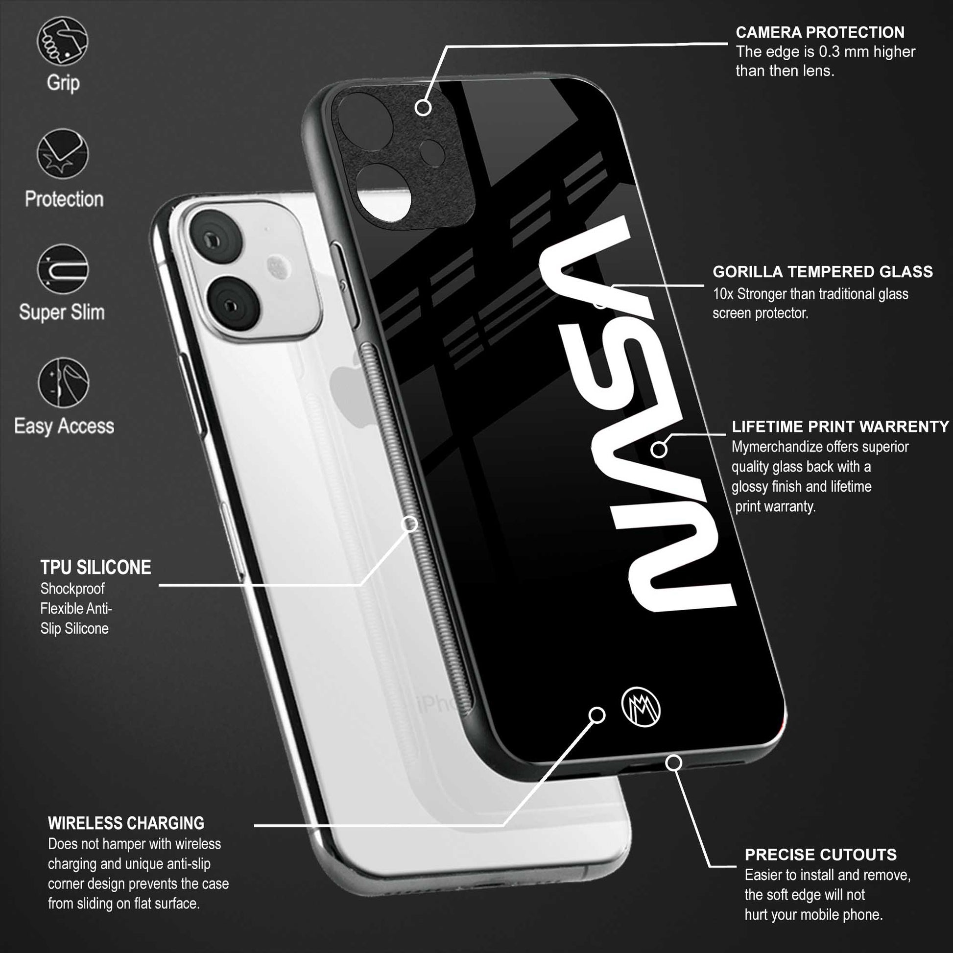 nasa black glass case for redmi 9a image-4