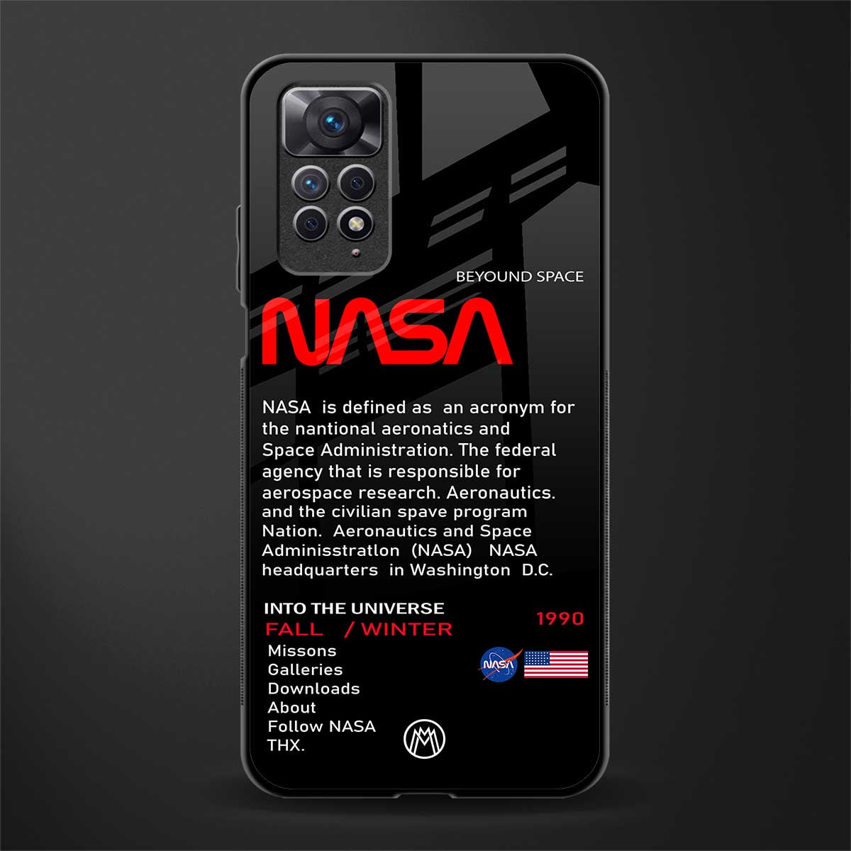 nasa project back phone cover | glass case for redmi note 11 pro plus 4g/5g