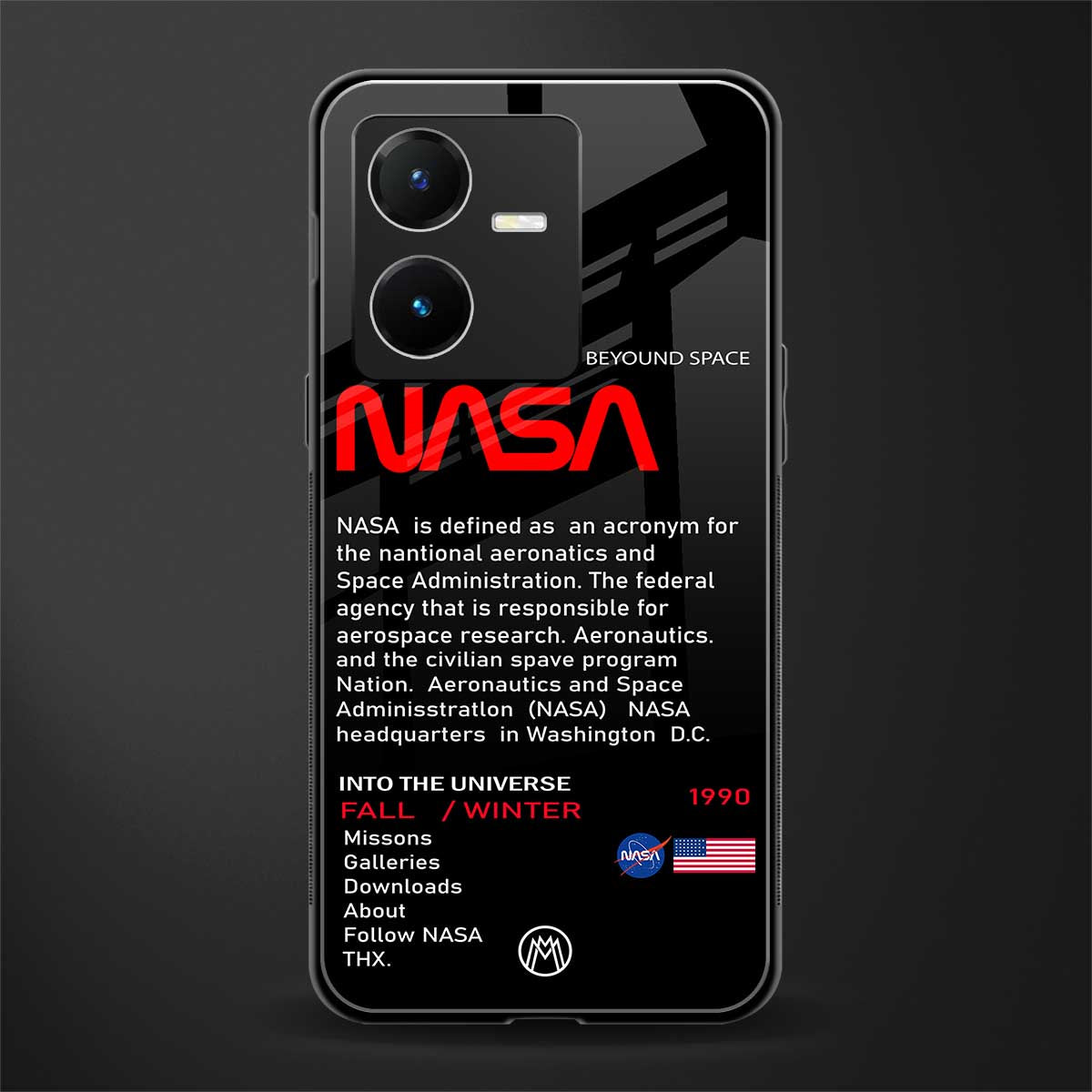 nasa project back phone cover | glass case for vivo y22