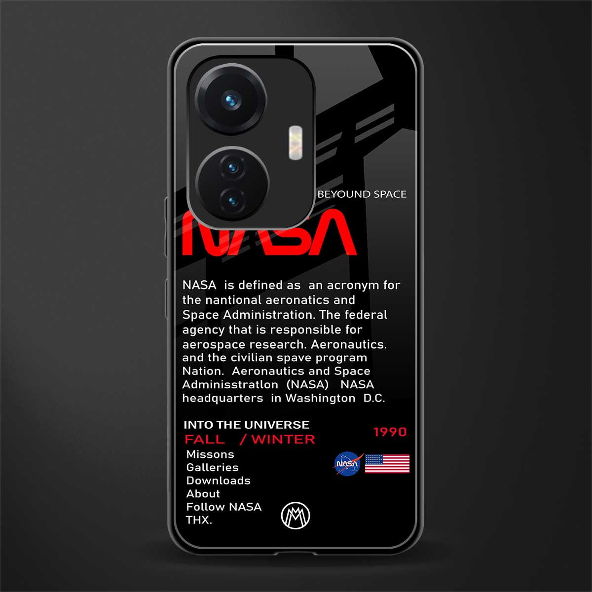 nasa project back phone cover | glass case for vivo t1 44w 4g