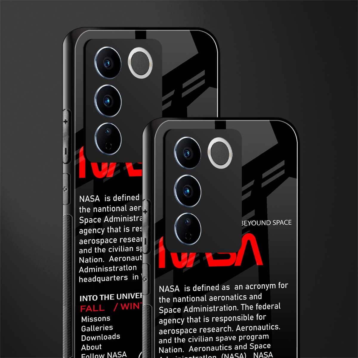 nasa project back phone cover | glass case for vivo v27 pro 5g