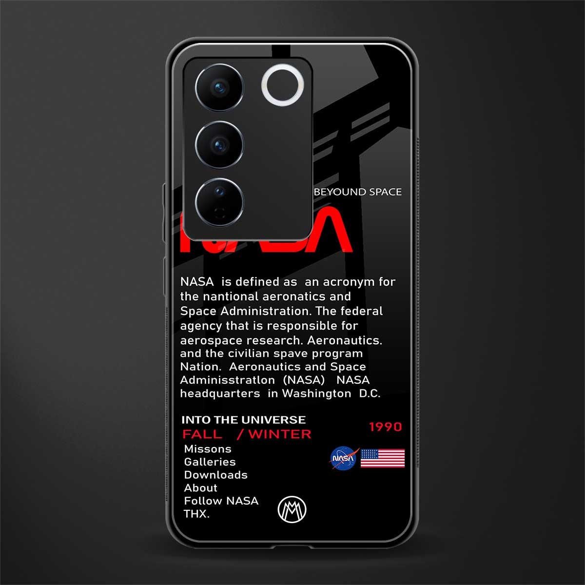 nasa project back phone cover | glass case for vivo v27 pro 5g