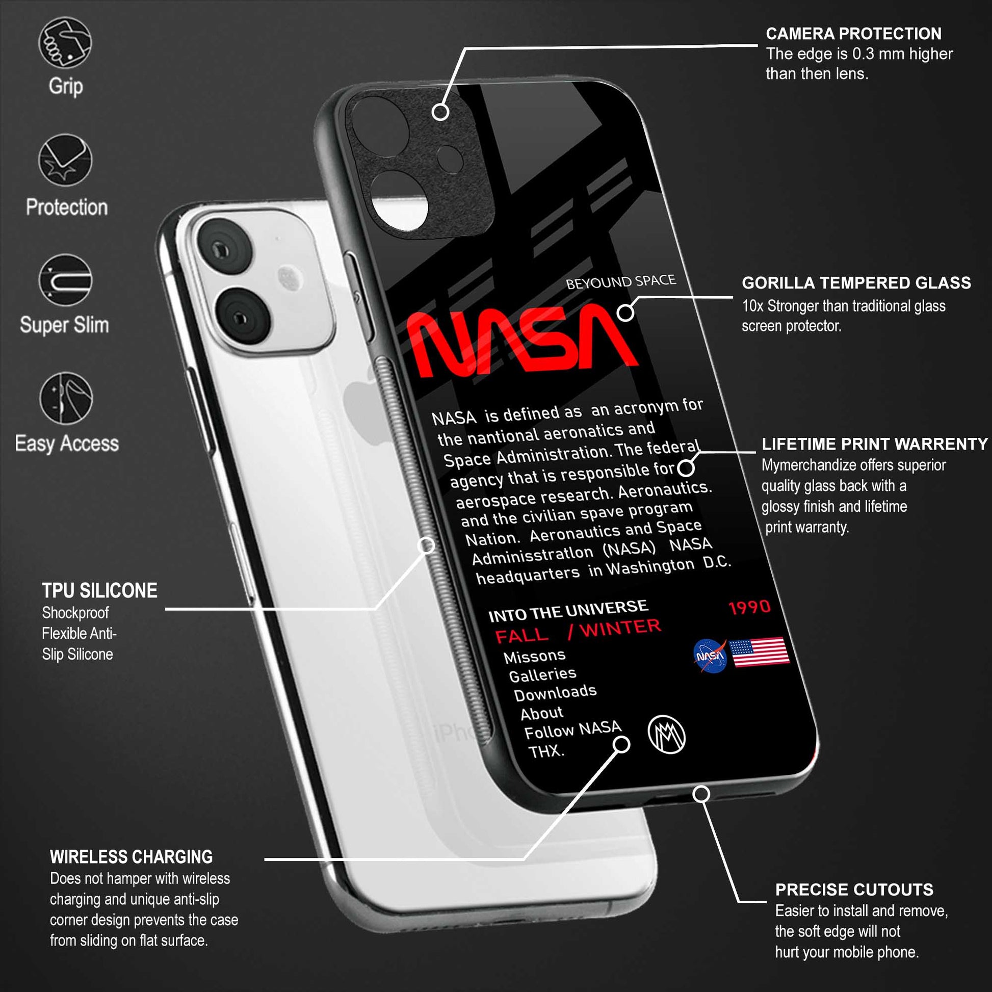 nasa project back phone cover | glass case for vivo v27 pro 5g