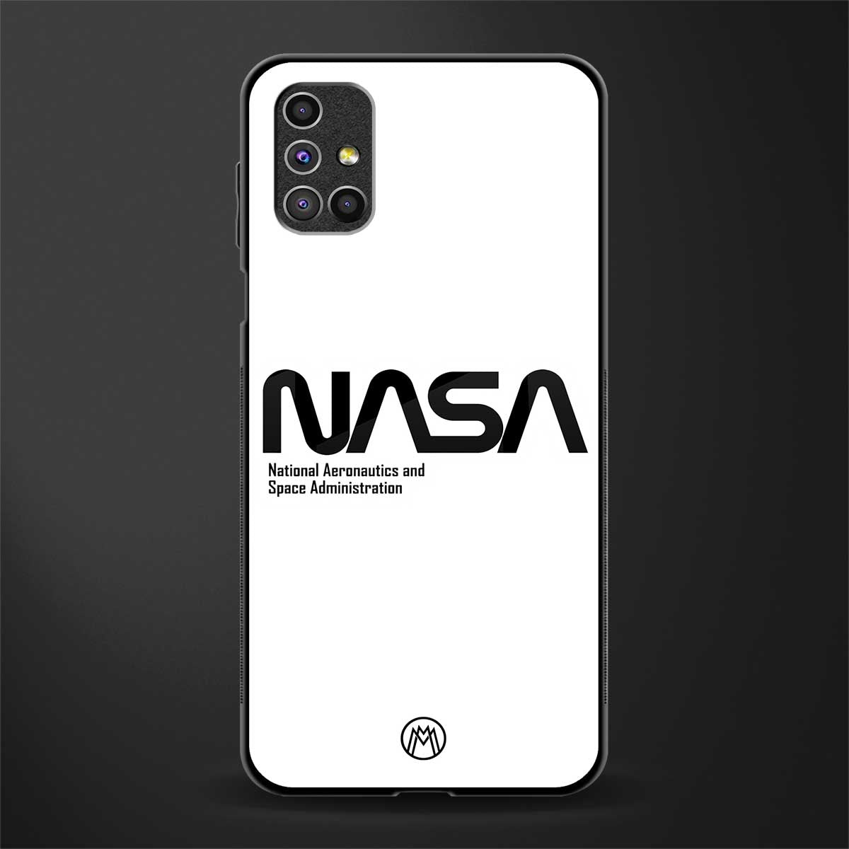 nasa white glass case for samsung galaxy m31s image