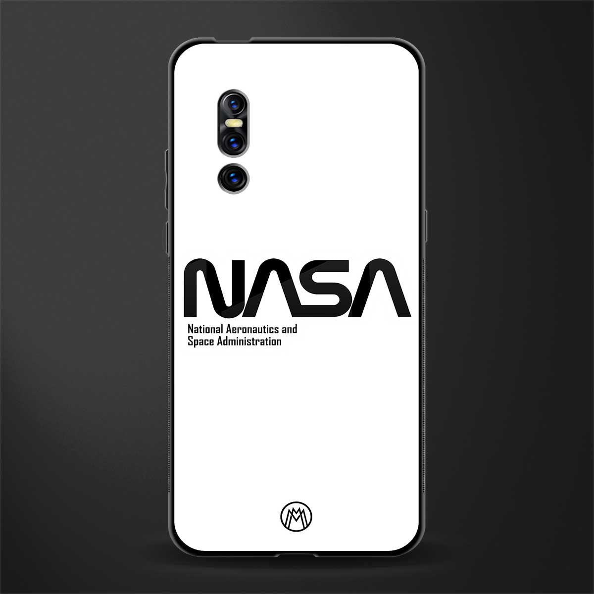 nasa white glass case for vivo v15 pro image