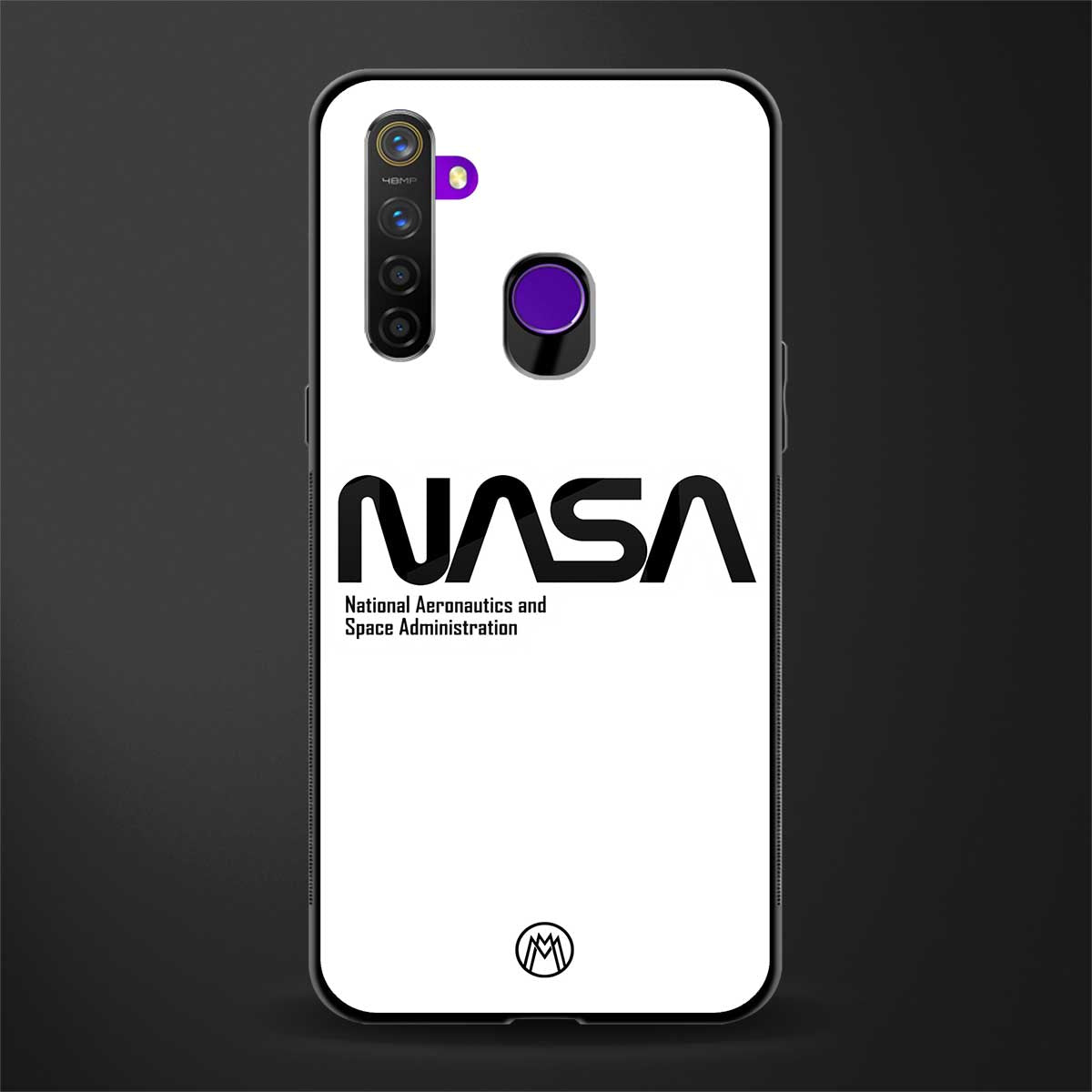 nasa white glass case for realme 5i image