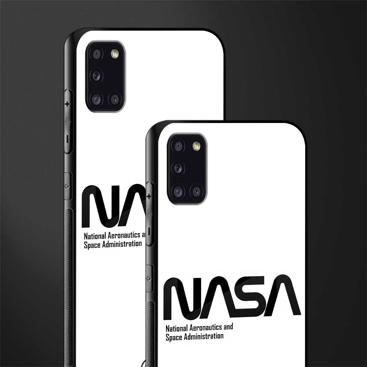 nasa white glass case for samsung galaxy a31 image-2