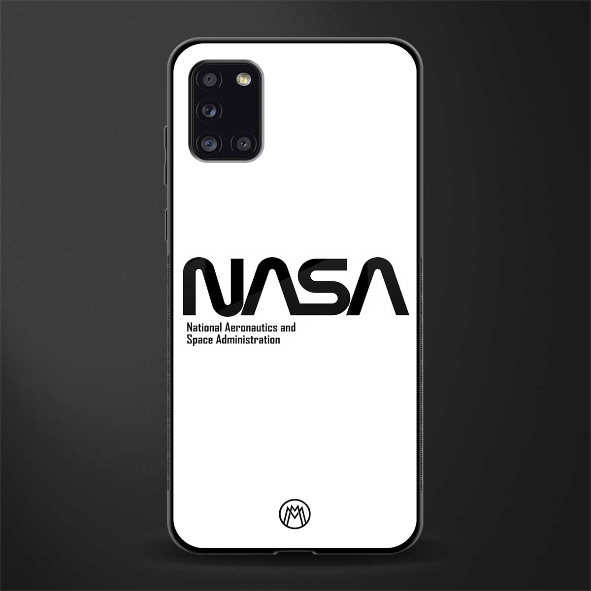 nasa white glass case for samsung galaxy a31 image