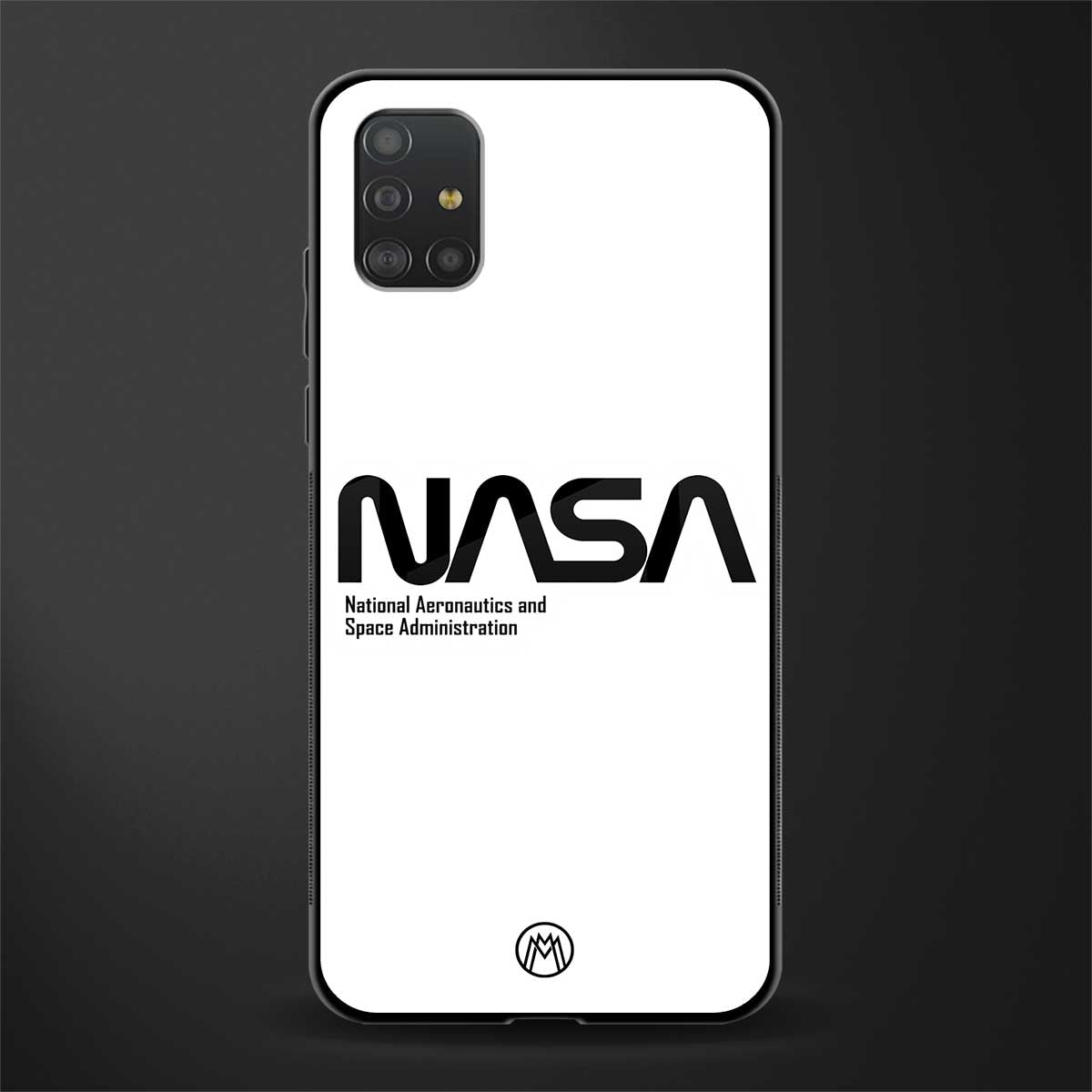 nasa white glass case for samsung galaxy a51 image