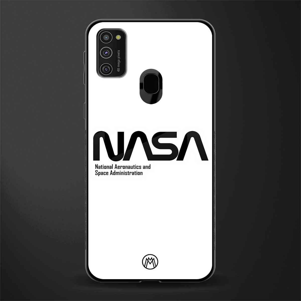 nasa white glass case for samsung galaxy m21 image