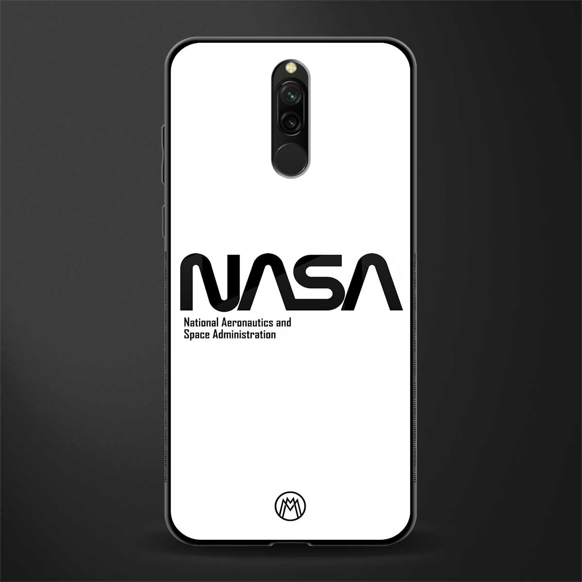 nasa white glass case for redmi 8 image