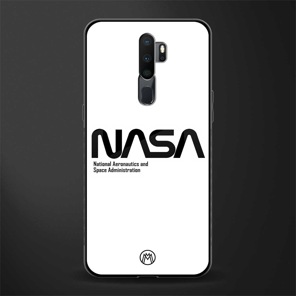 nasa white glass case for oppo a9 2020 image