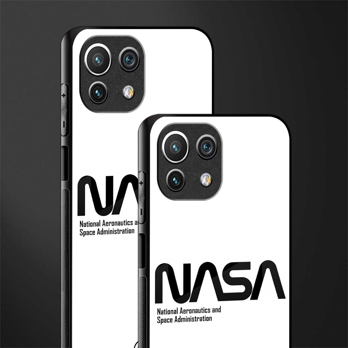 nasa white glass case for mi 11 lite image-2