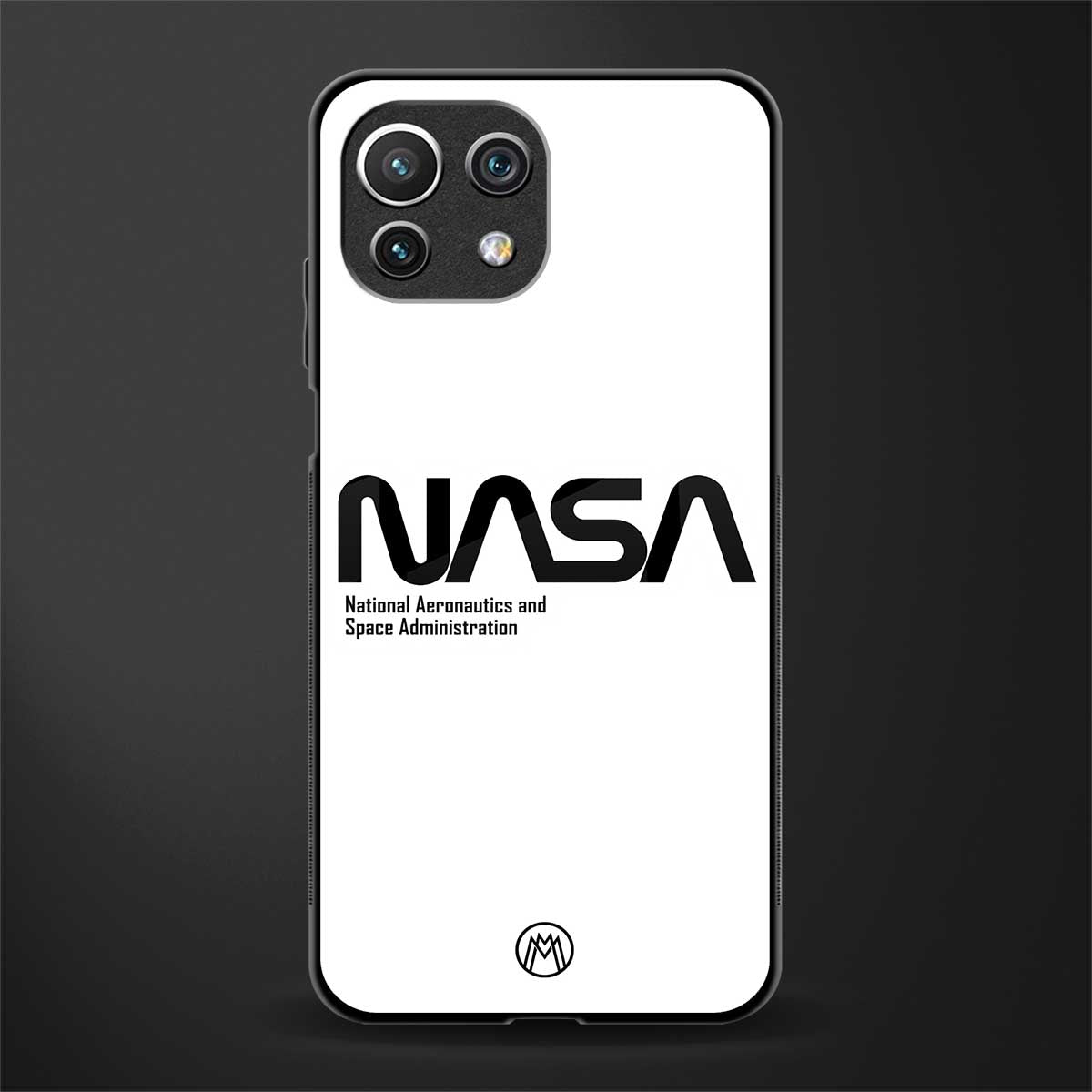 nasa white glass case for mi 11 lite image