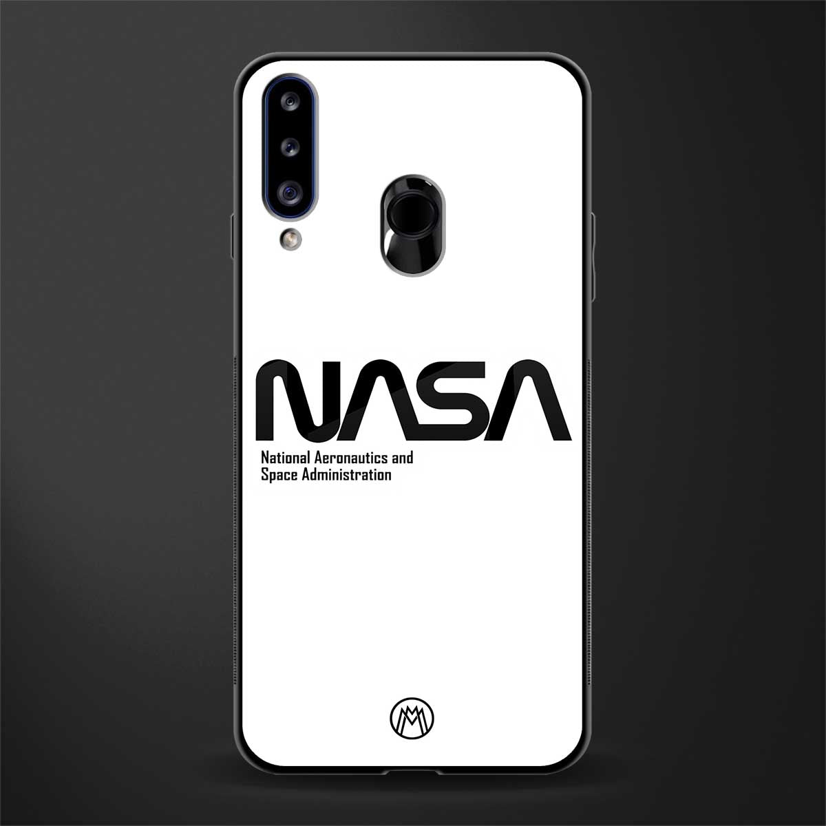 nasa white glass case for samsung galaxy a20s image