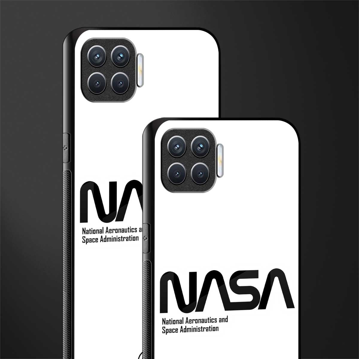nasa white glass case for oppo f17 pro image-2