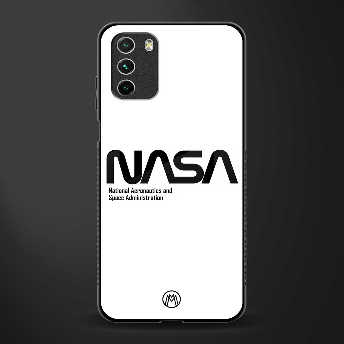 nasa white glass case for poco m3 image