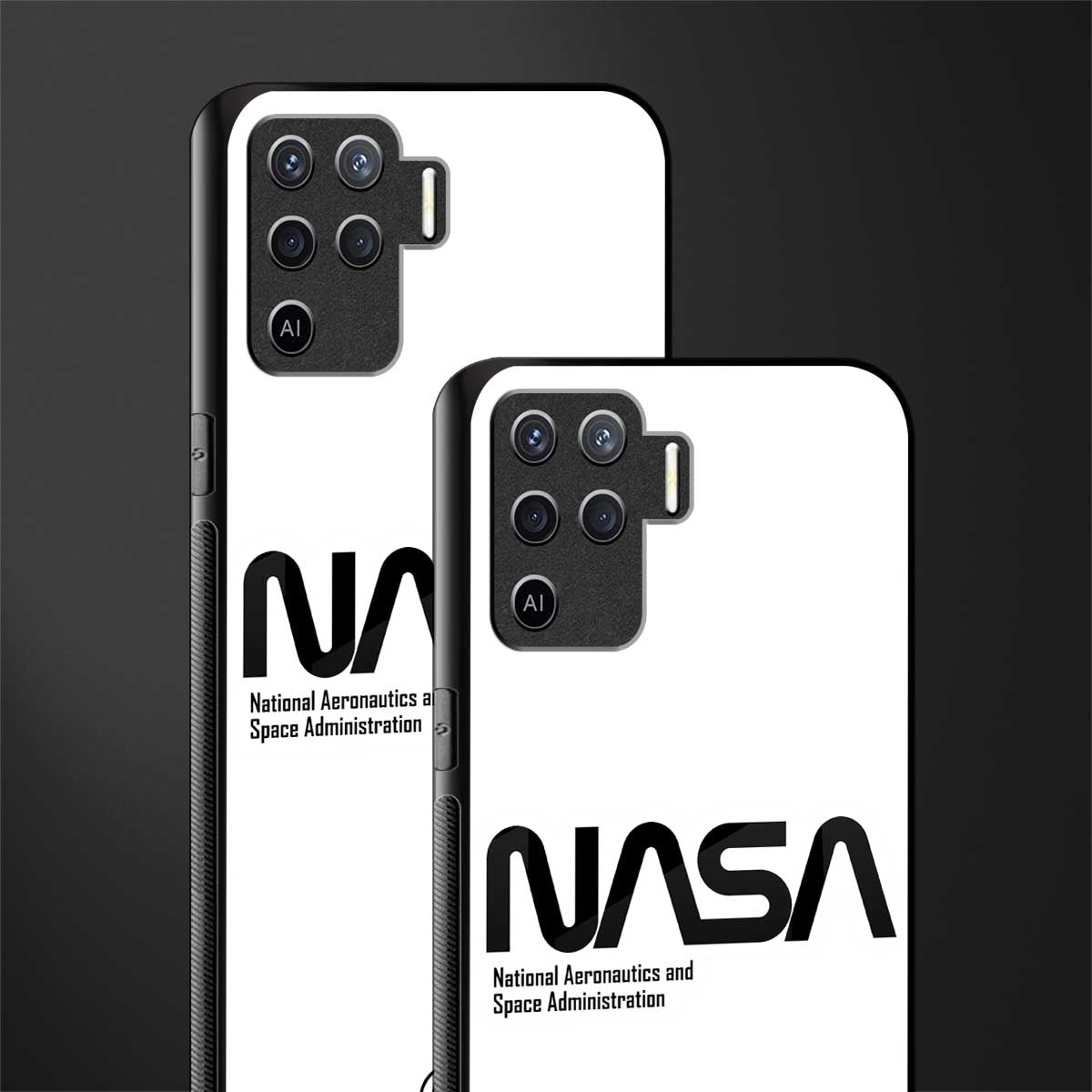 nasa white glass case for oppo f19 pro image-2