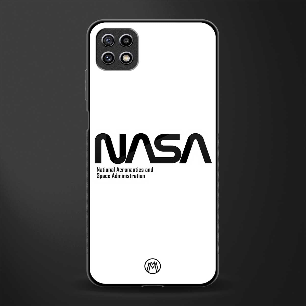 nasa white glass case for samsung galaxy a22 5g image