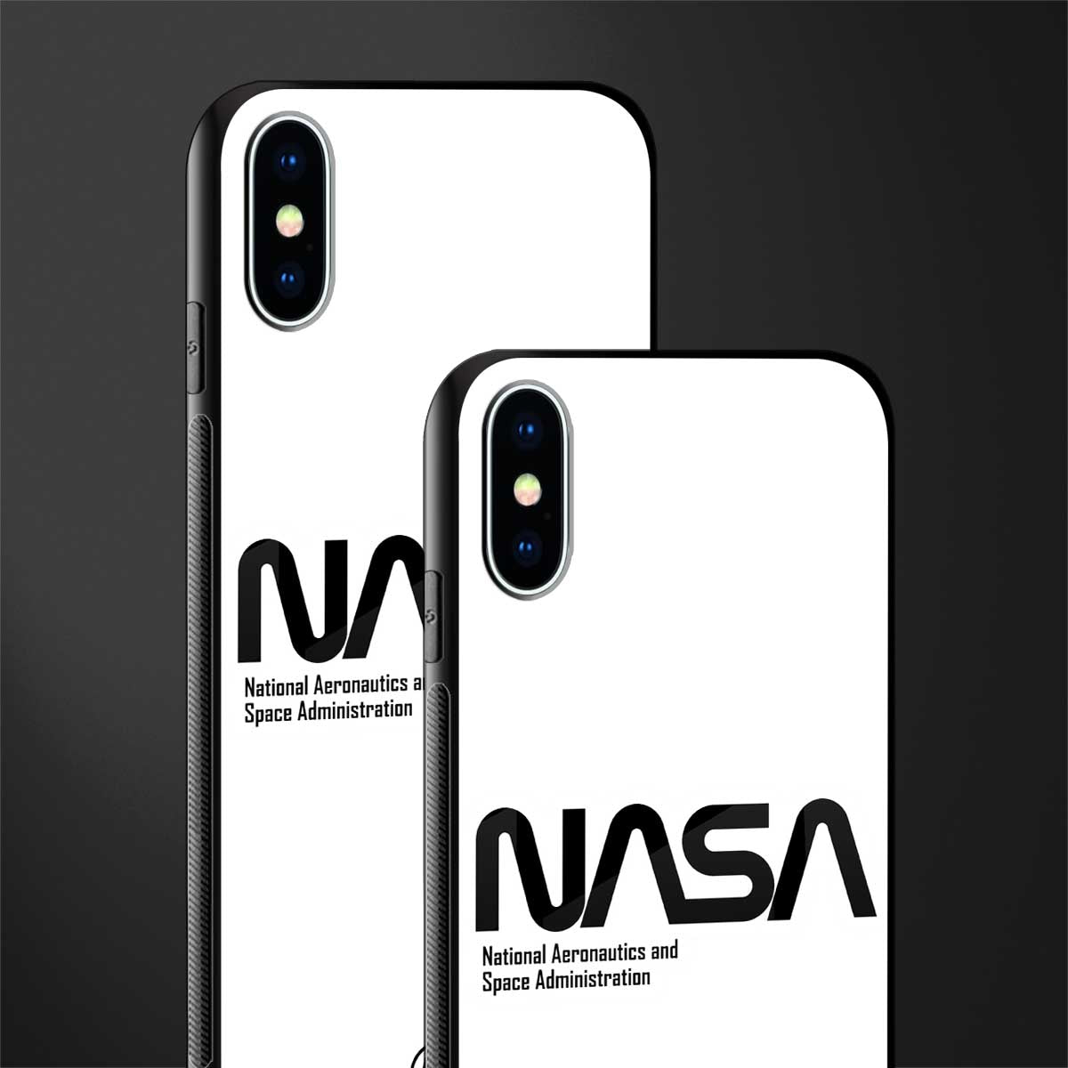 nasa white glass case for iphone xs image-2