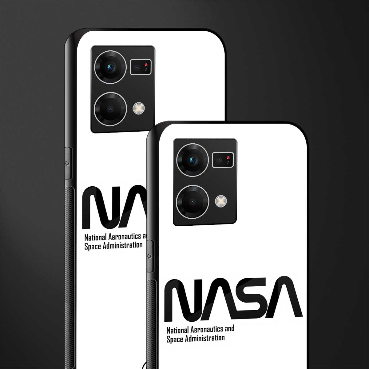 nasa white back phone cover | glass case for oppo f21 pro 4g