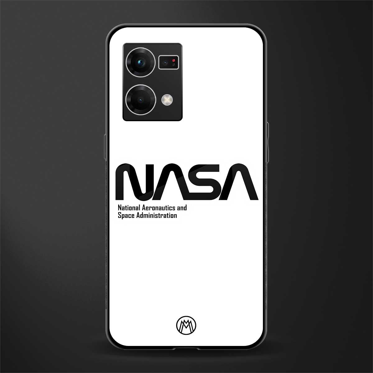 nasa white back phone cover | glass case for oppo f21 pro 4g