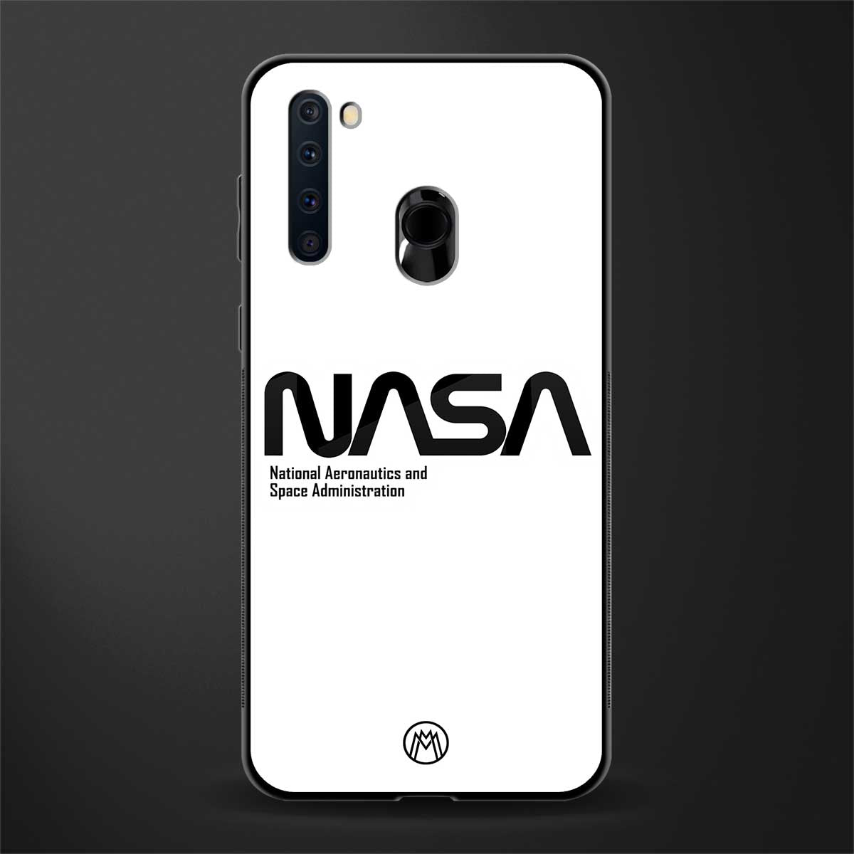 nasa white glass case for samsung a21 image