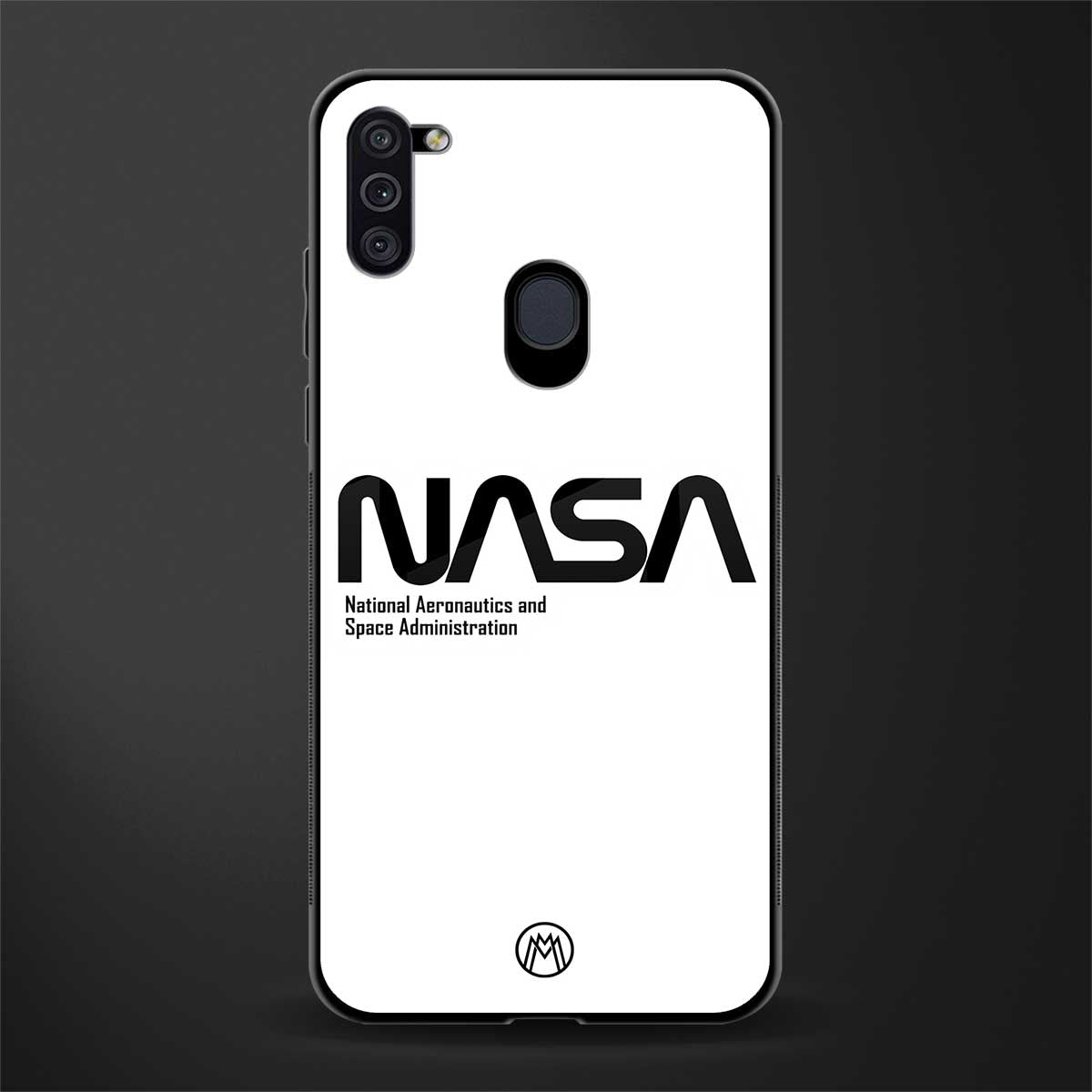 nasa white glass case for samsung galaxy m11 image