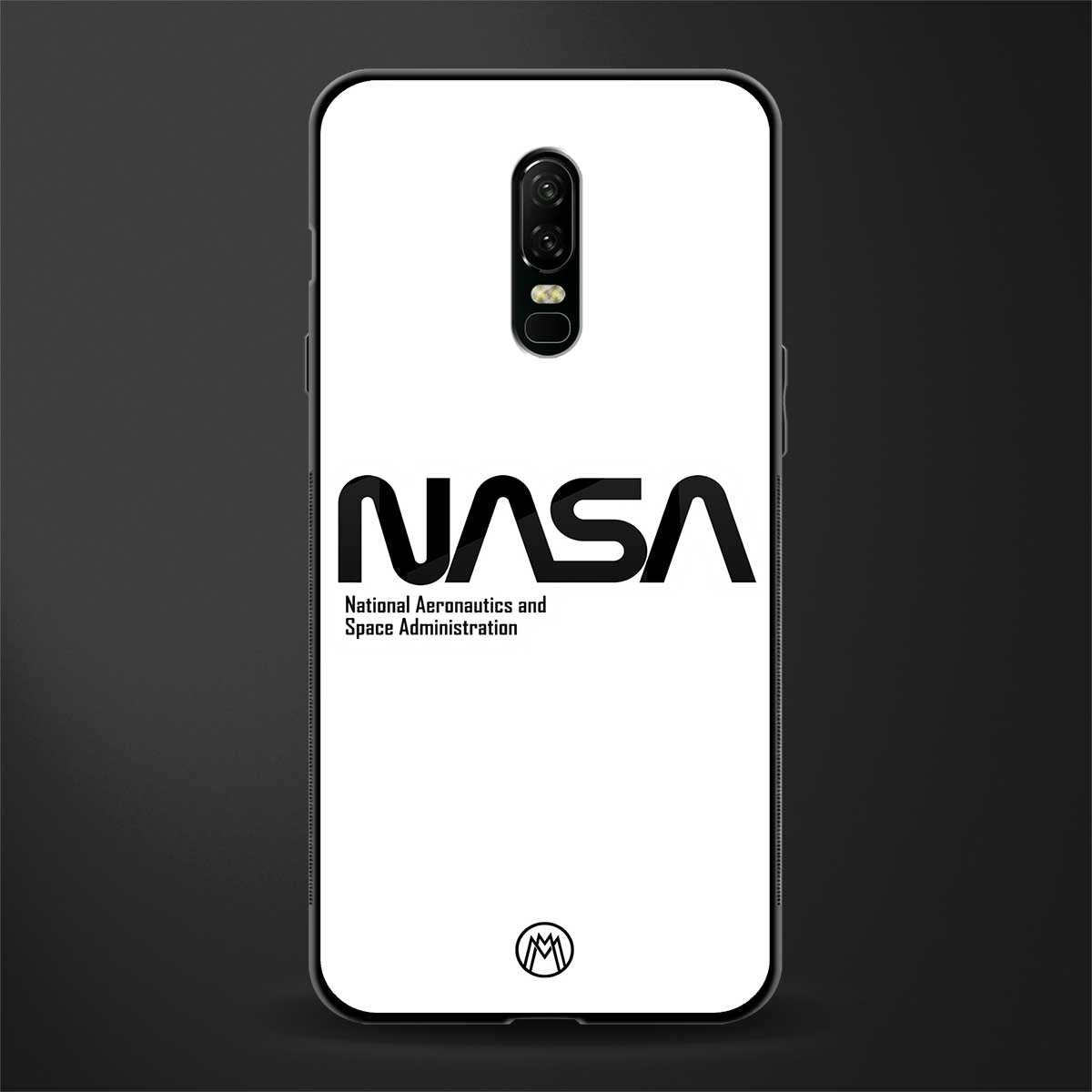 nasa white glass case for oneplus 6 image