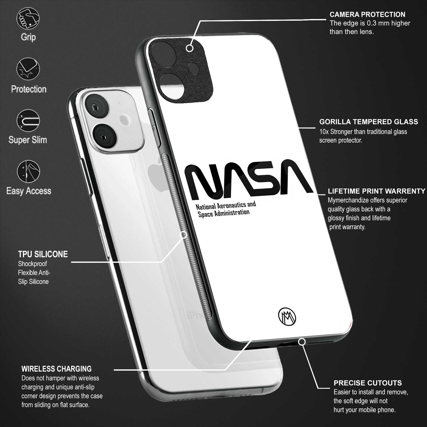 nasa white glass case for vivo v19 image-4