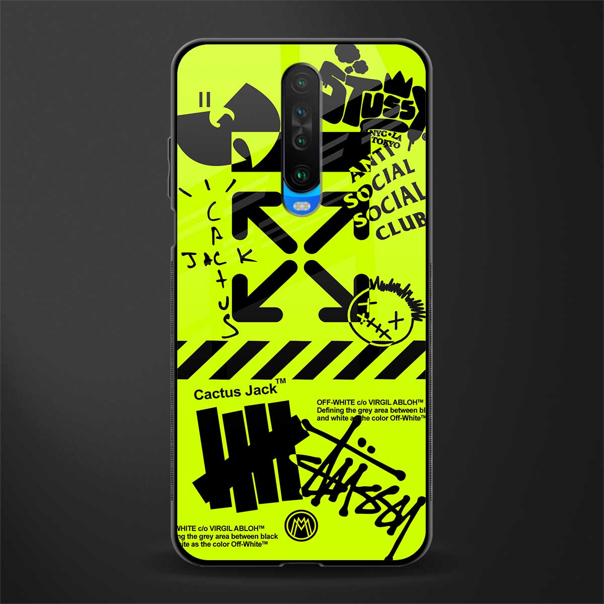 neon travis scott x anti social social club glass case for poco x2 image