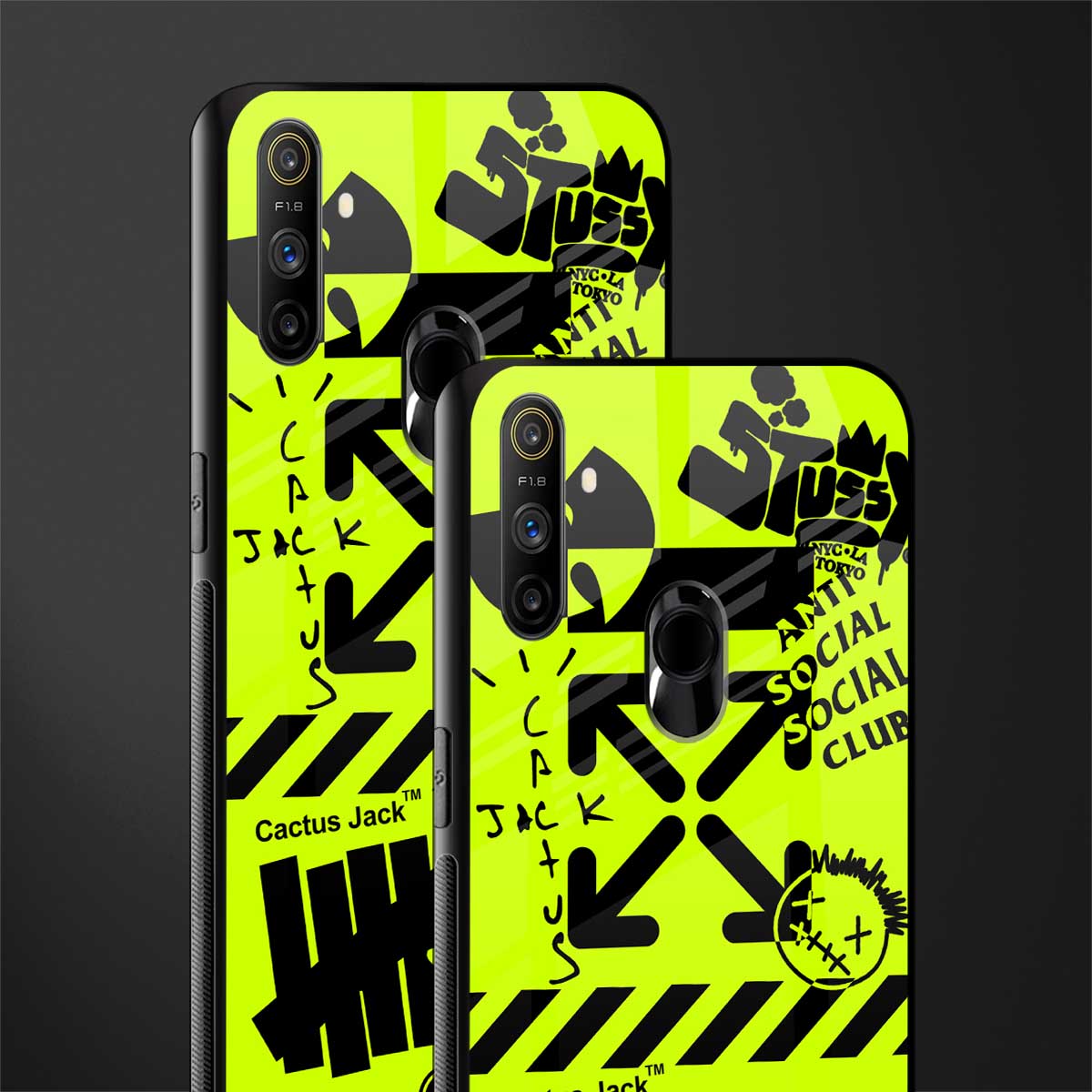 neon travis scott x anti social social club glass case for realme narzo 10a image-2