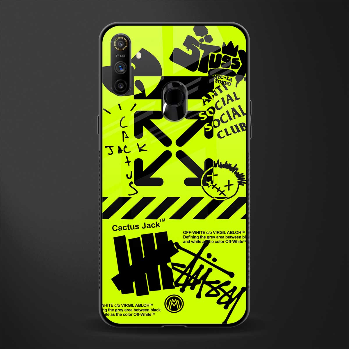 neon travis scott x anti social social club glass case for realme narzo 10a image