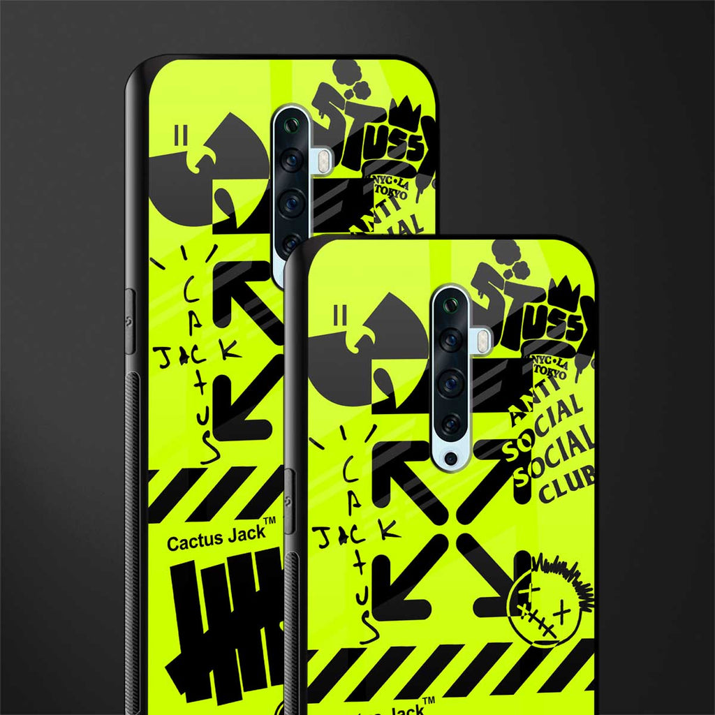 neon travis scott x anti social social club glass case for oppo reno 2f image-2