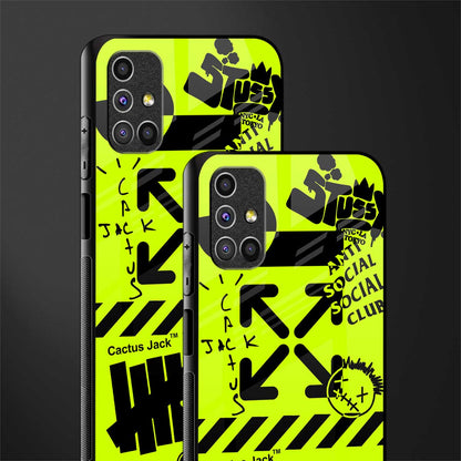 neon travis scott x anti social social club glass case for samsung galaxy m51 image-2