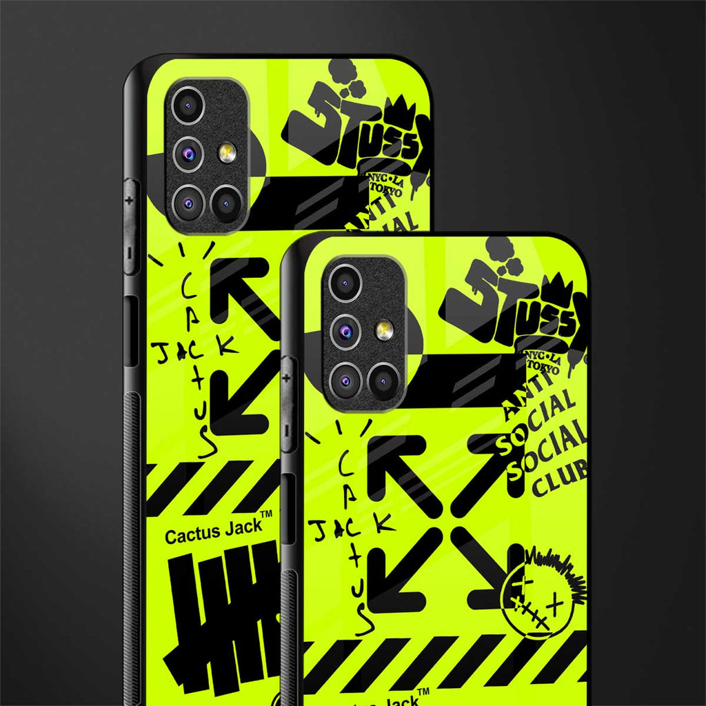 neon travis scott x anti social social club glass case for samsung galaxy m31s image-2