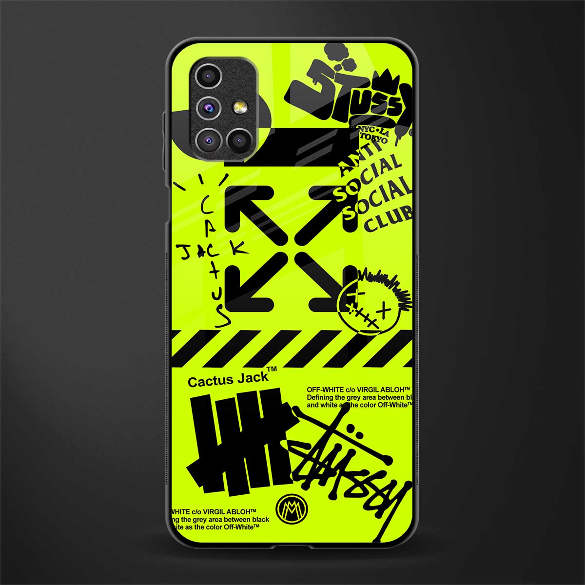 neon travis scott x anti social social club glass case for samsung galaxy m51 image