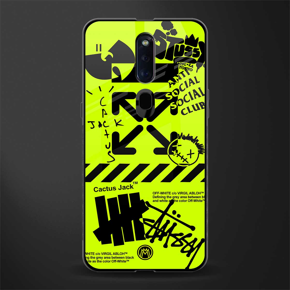 neon travis scott x anti social social club glass case for oppo f11 pro image