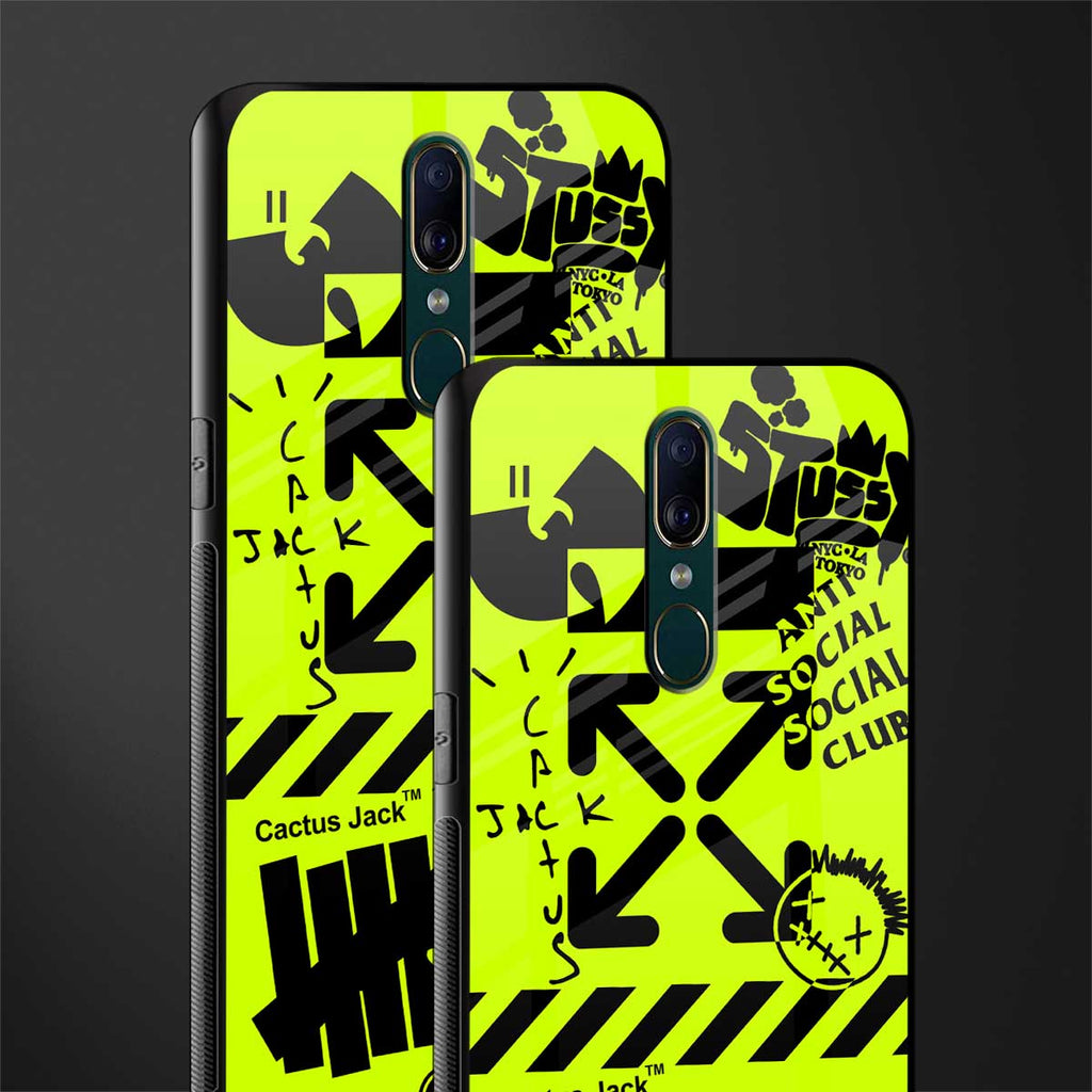 neon travis scott x anti social social club glass case for oppo f11 image-2