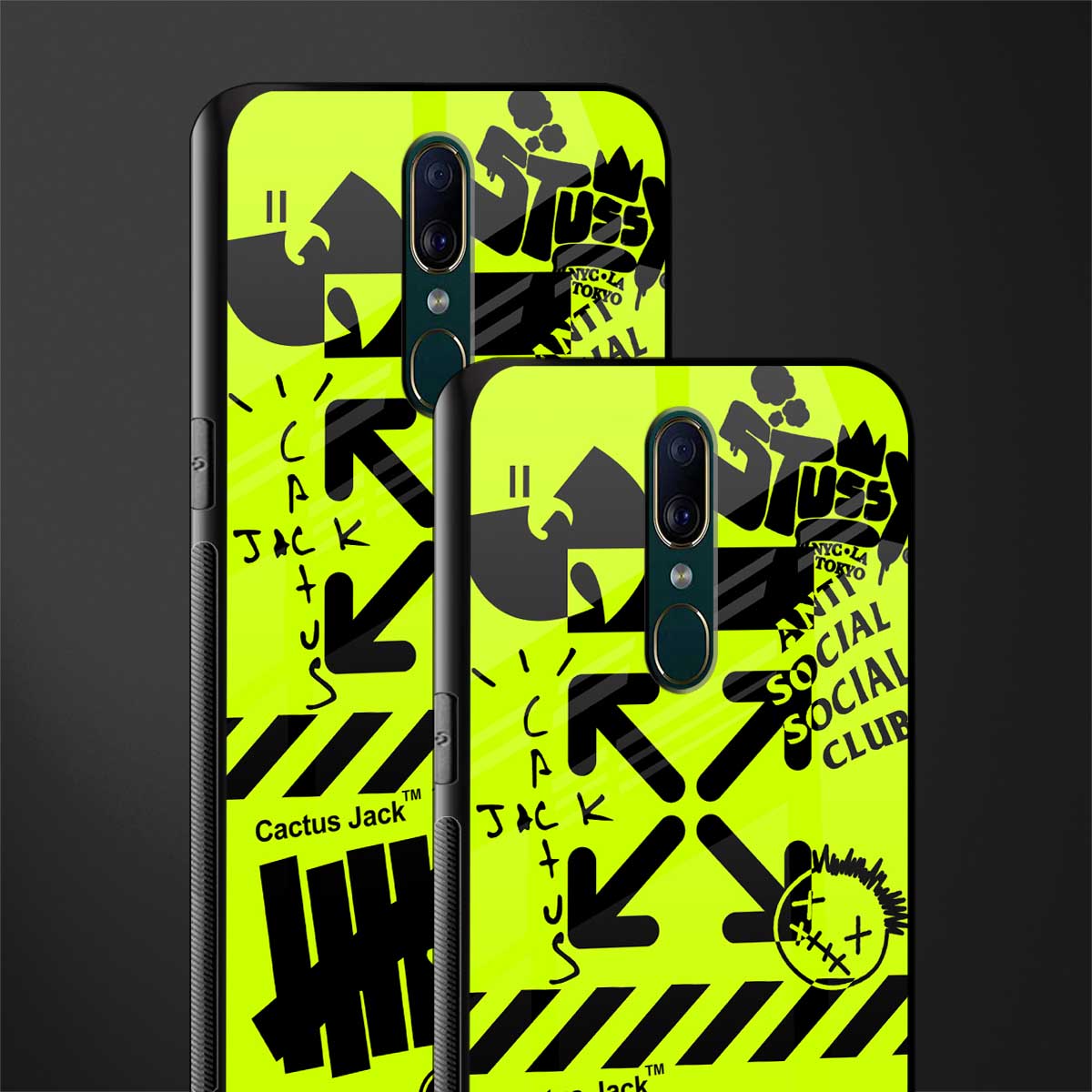 neon travis scott x anti social social club glass case for oppo f11 image-2