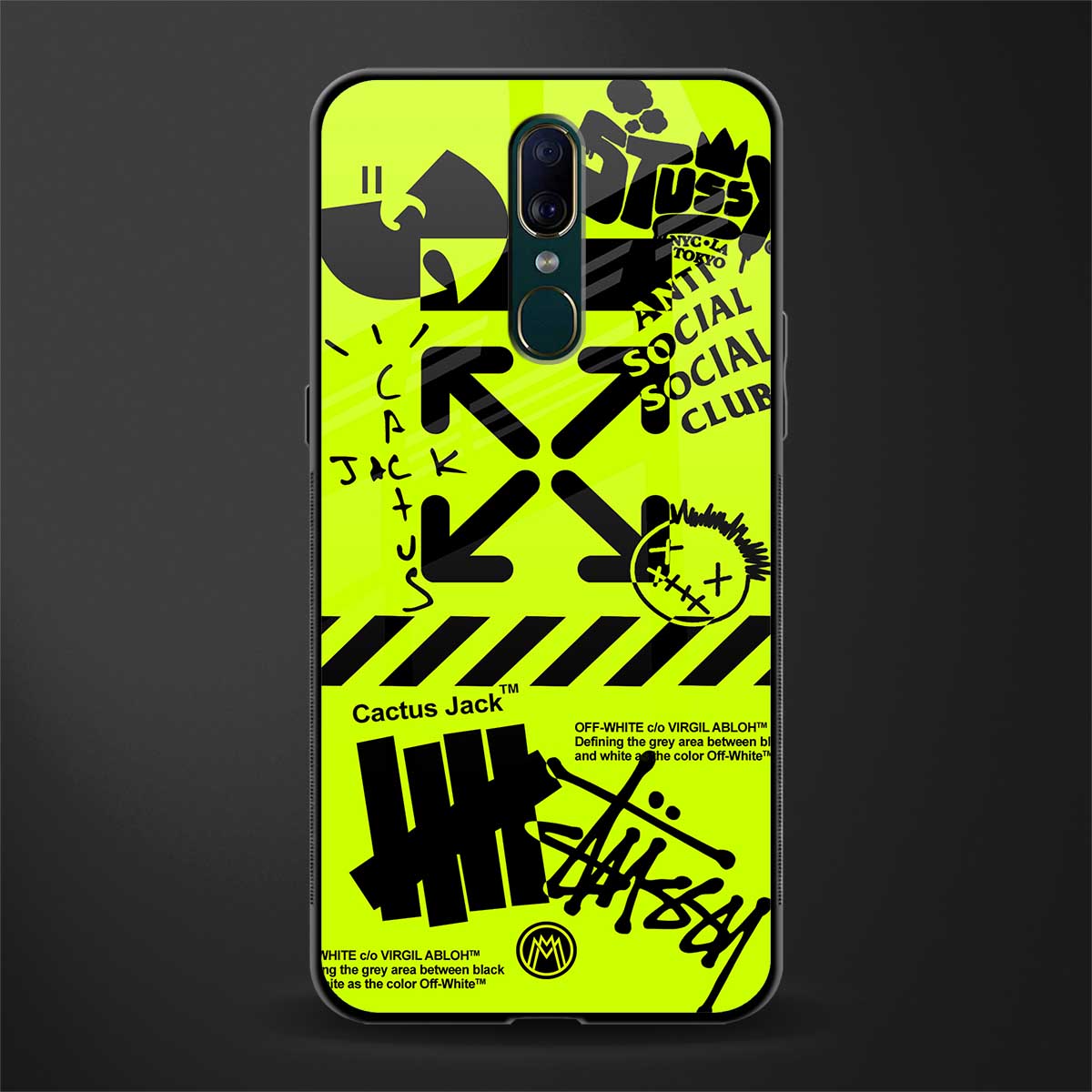 neon travis scott x anti social social club glass case for oppo a9 image