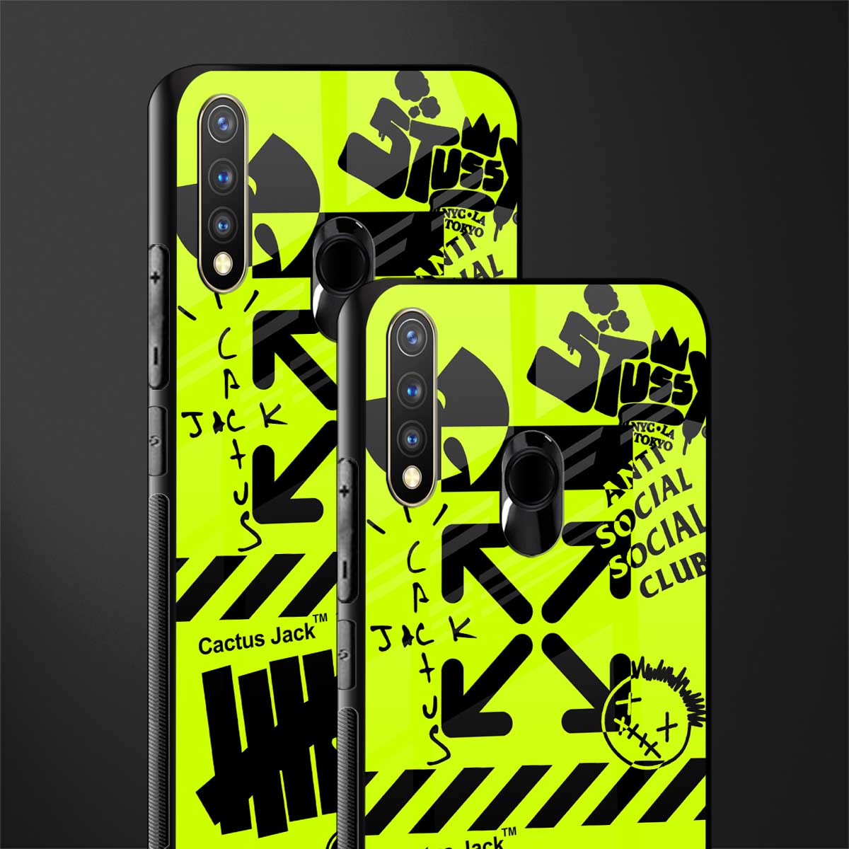 neon travis scott x anti social social club glass case for vivo u20 image-2