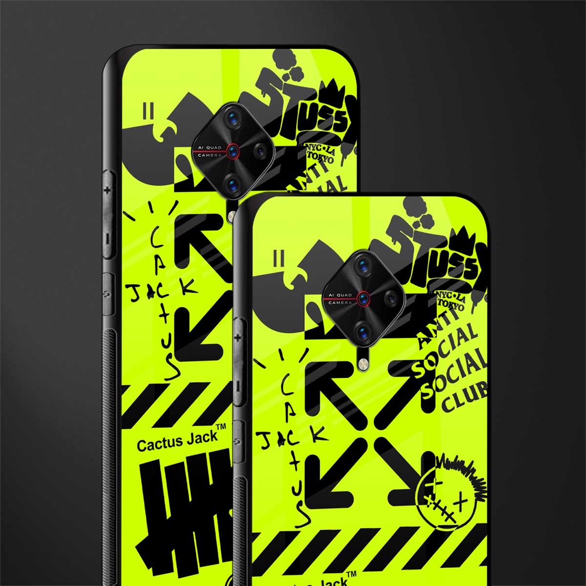 neon travis scott x anti social social club glass case for vivo s1 pro image-2